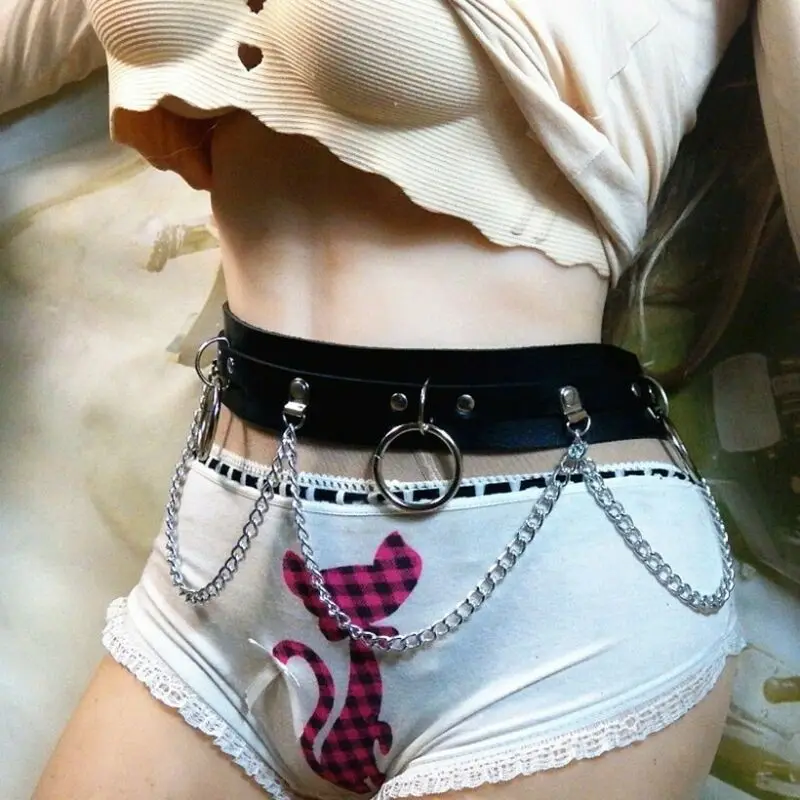 Модные женские ремни из искусственной кожи с цепочкой регулируемая повязка на
