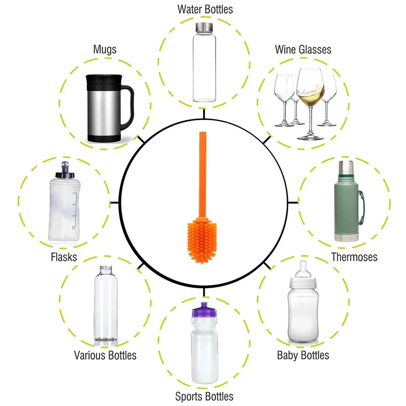 Бутылка для мытья силиконовая Кухня щетка чистки стекол узким горлышком водных