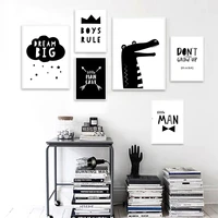 boys rule quotes wall art crocodile arrow painting nursery canvas print black white poster nordic wall pictures kids room decor