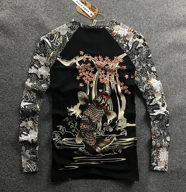 Мужские футболки в стиле хип-хоп с принтом татуировок хлопковая футболка длинным