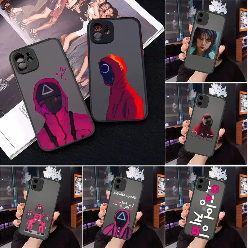 

Squid Game TV 456 Phone Case Matte Transparent for iPhone 7 8 11 12 s mini pro X XS XR MAX Plus Clear mobile bag Horror shell