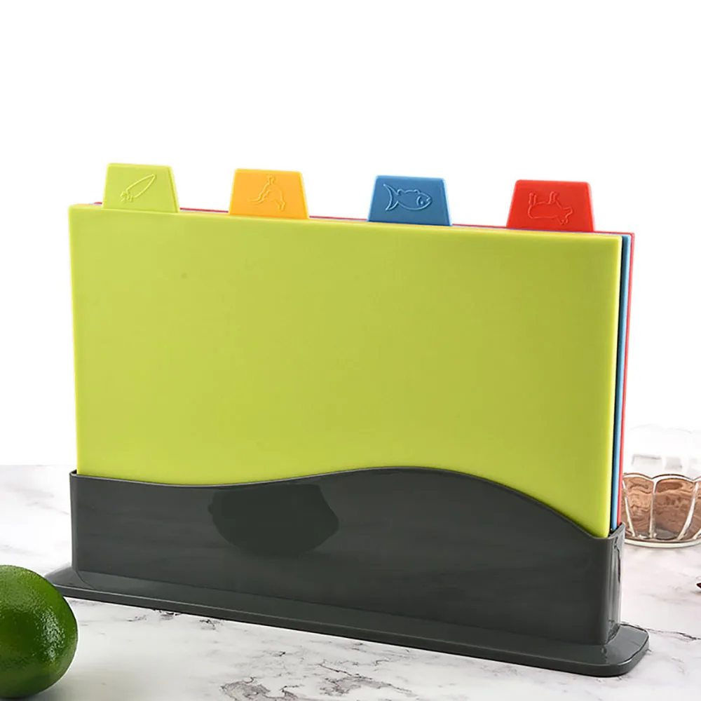

Chopping Board Set Nonslip Plastic Cutting Boards With Stand Kitchen Tableware Plastic Cutting Board 2020 Hot
