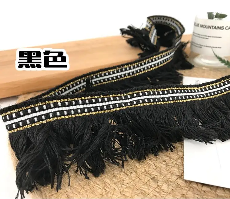 5Yards/Lot Gold Thread Ribbon Lace Trim Tassel Skirt Curtain Fringe Decoration Side Ethnic Wind Clothing Accessories 4.5CM Wide | Дом и сад