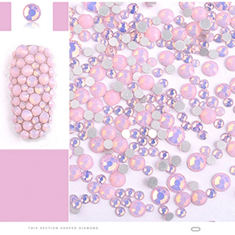SS3 Pink Opal Zziell 1440 шт ss3-ss12 Кристальные цветные опаловые Стразы для дизайна ногтей, аксессуары для маникюра - Цвет: SS3 Pink Opal