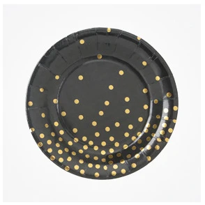 Черное золото бронзовая специальная одноразовая бумажная посуда для вечерние