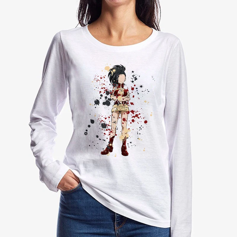 

Autumn My Hero Academia Graphic Watercolor Printing 100% Cotton Women T-shirt Anime Tee Punk Female Long Sleeve Harajuku t shirt