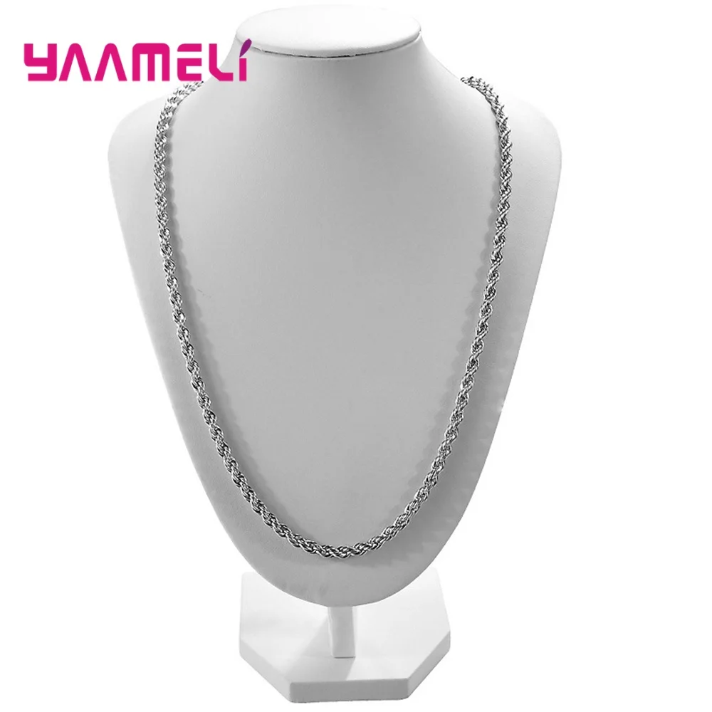 

1PC Retail 3mm Width Pure 925 Sterling Silver Charm Twisted Rope Necklace Chains Jewelry with Lobster Clasps 16-30Inches Collar