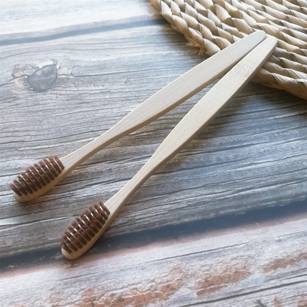 Brown 2Pcs 5/2/1 шт. чистый натуральный бамбук Зубная щётка Портативный мягкие волосы зубная щетка Эко-дружественных кисти Зубная щетка Зубная инструменты для ухода за глазами - Цвет: Brown 2Pcs