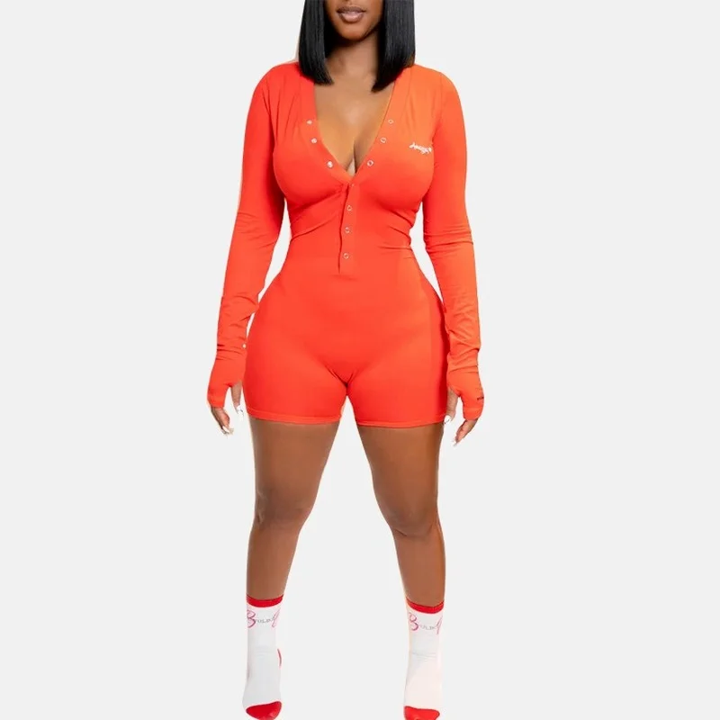 

Женский трикотажный комбинезон с завышенной талией и длинным рукавом