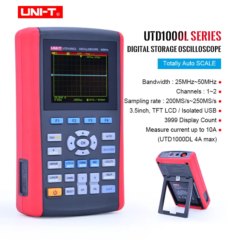 

Handheld Digital Storage Oscilloscopes UNI-T UTD1050CL 3.5"LCD Digital display Fully Auto Scale Oscilloscopes With multimeter