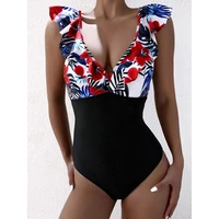 sexy ruffle floral push up swimwear women 2021 one piece swimsuit bathing suit woman swimming for beach wear monokini swimsuits