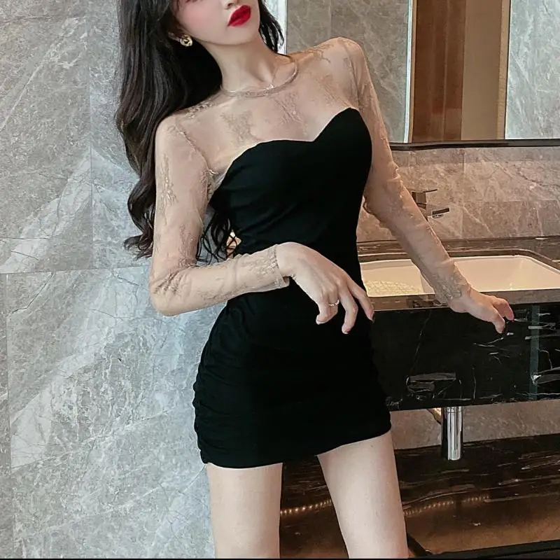 

Женское платье летняя одежда сексуальное женское модное платье с О-образным вырезом и сшитые кружева с длинными рукавами платье-футляр дли...