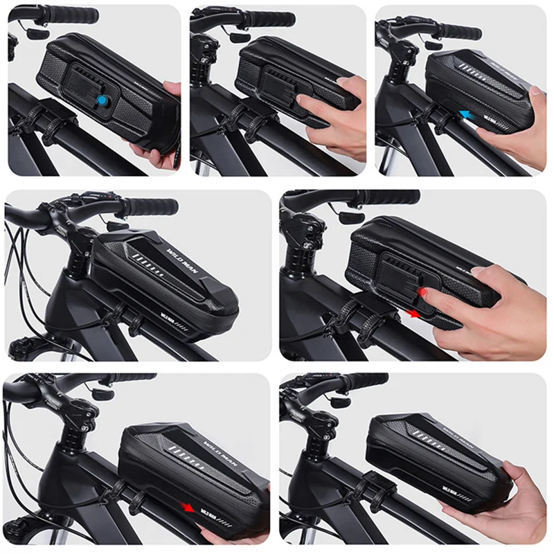 

WILD MAN Rainproof Top Tube Bike Bag Quick Release Design Front Bicycle Bag EVA Hard Shell Cycling Frame Bag Bycicle Accessories