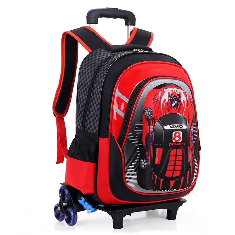 Школьный рюкзак, для мальчиков и девочек, водонепроницаемый, съемный, школьный портфель на 2/6 колесах, для лестницы