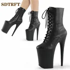 Женские ботильоны SDTRFT, для танцев на Пилоне, на тонком каблуке 23 см, лакированные, с копытом, на платформе, женские свадебные туфли на каблуках