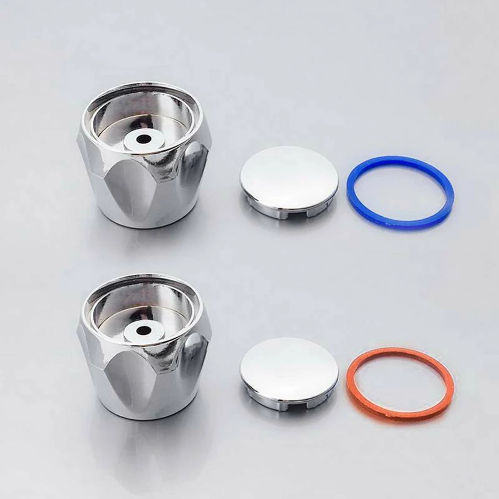 

2pcs Faucet Handle Hot Cold Tap Head Faucet Cover Chrome Plated Replacement High Quality Kitchen Accessories 2020 New