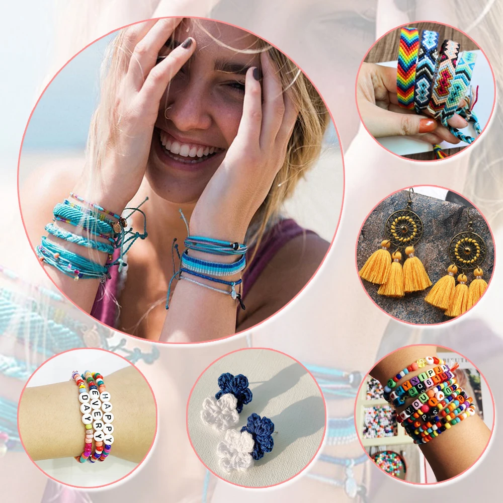 

DIY Friendship Bracelet Making Kit,Pony Seed Beads A-Z Alphabet Letter Beads Lava Irregular Chips Beads