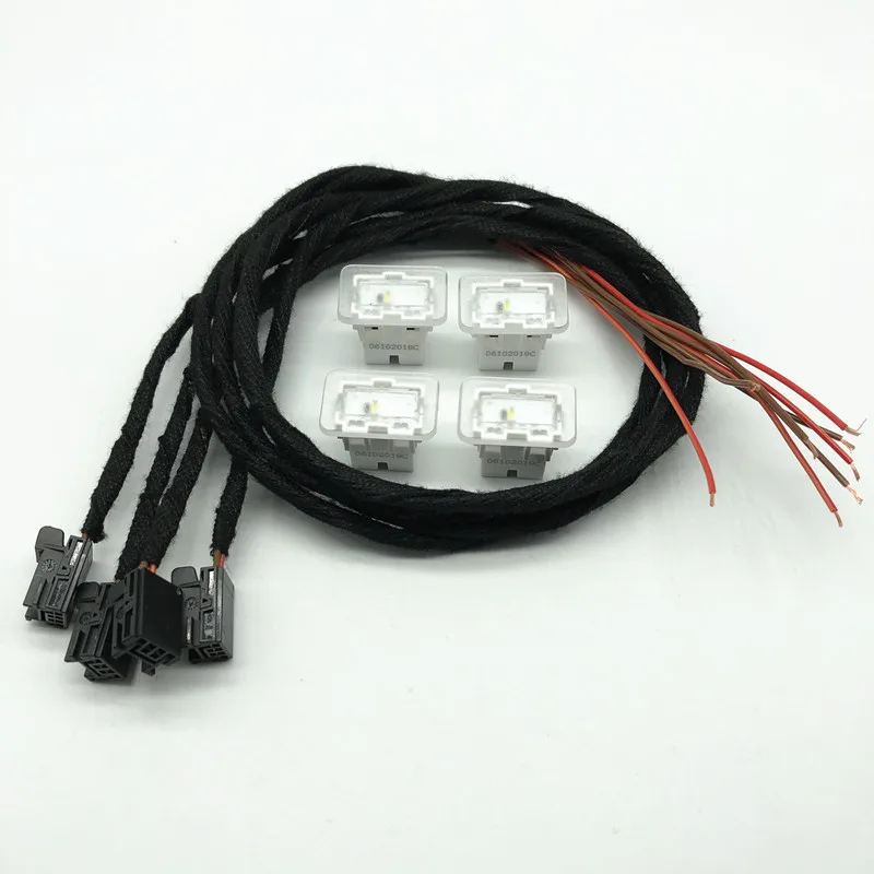 

Светодиодная накладка на дверь, ящик для хранения атмосферы, светильник для внутренней двери, ящик для мусора, лампа + жгут проводов для Audi A4 S4 A5 A6 A7 A8