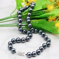 10mm beautiful black psychedelic south sea shell pearl necklace natural gem women diy jewelry making design hand made ornaments