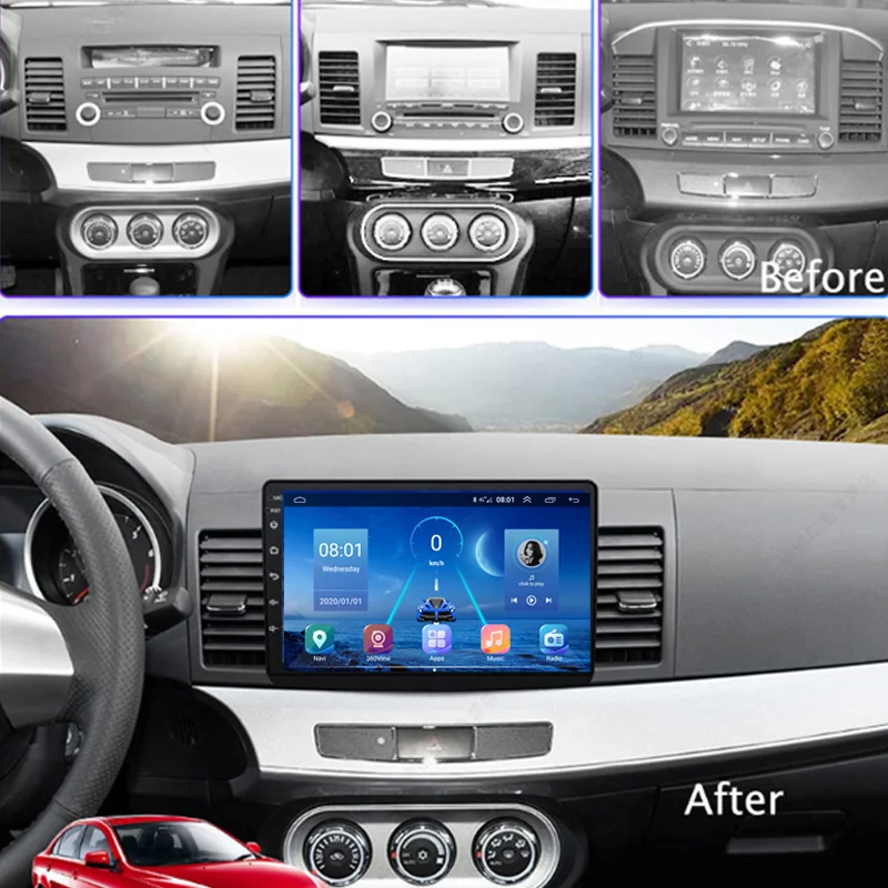 Для Mitsubishi Lancer Car Radio Android 2 DIN аудио мультимедиа 2007 2012 Bluetooth 4G слот для карт WIFI Carplay IPS