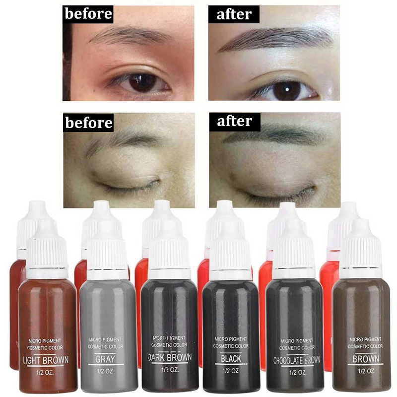 6pcs/set Semi-Permanent Makeup Tattoo Pigment Ink Plant Extract Beauty Makeup Tattoo Ink for Lip, Eyebrow Eye Liner Pigment Set