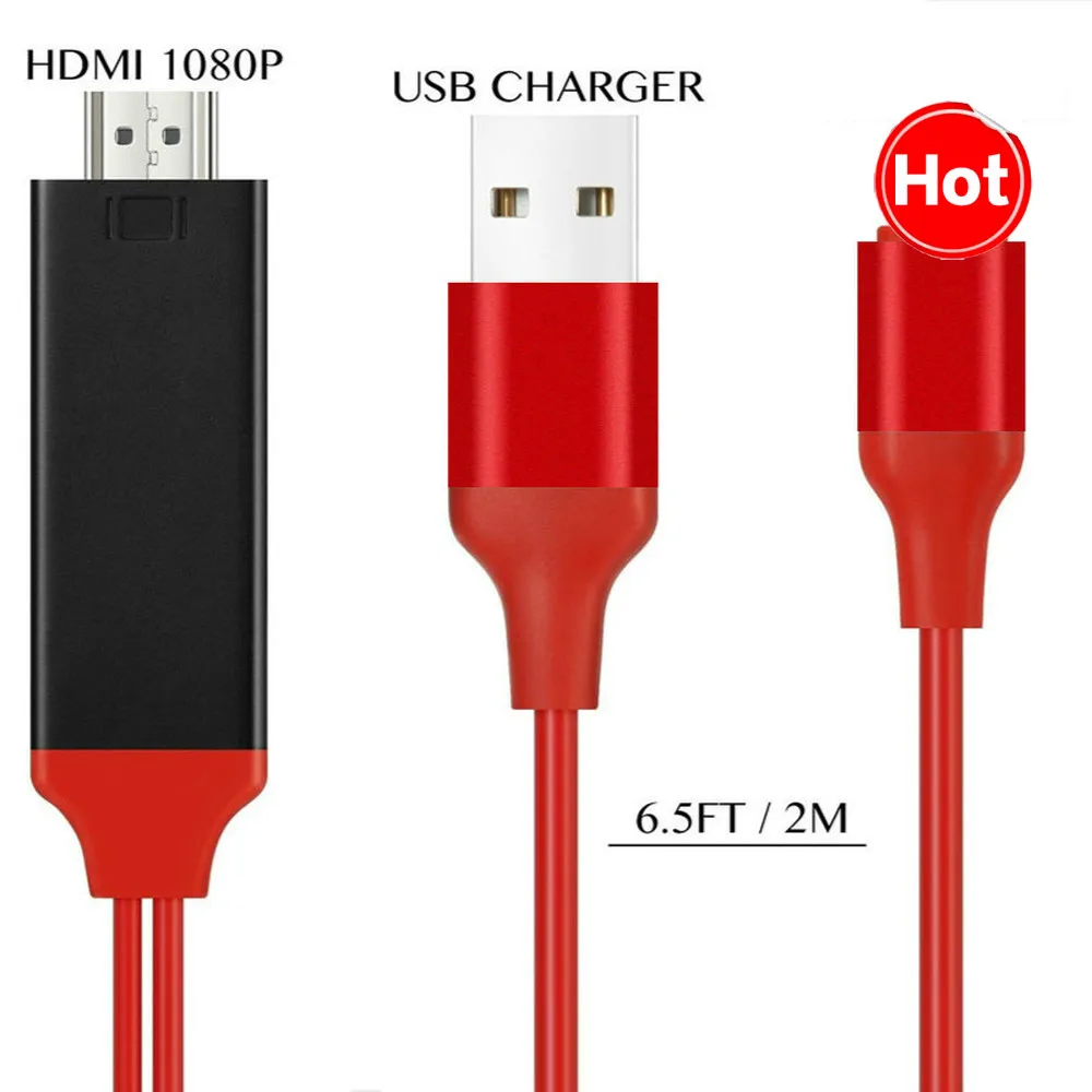 Кабель HDMI 2 м для iPhone X 8 plus 7 Plus 6 6s 5 детской адаптер кабеля HDTV TV HD1080P HDMI|SmartTV-стики и