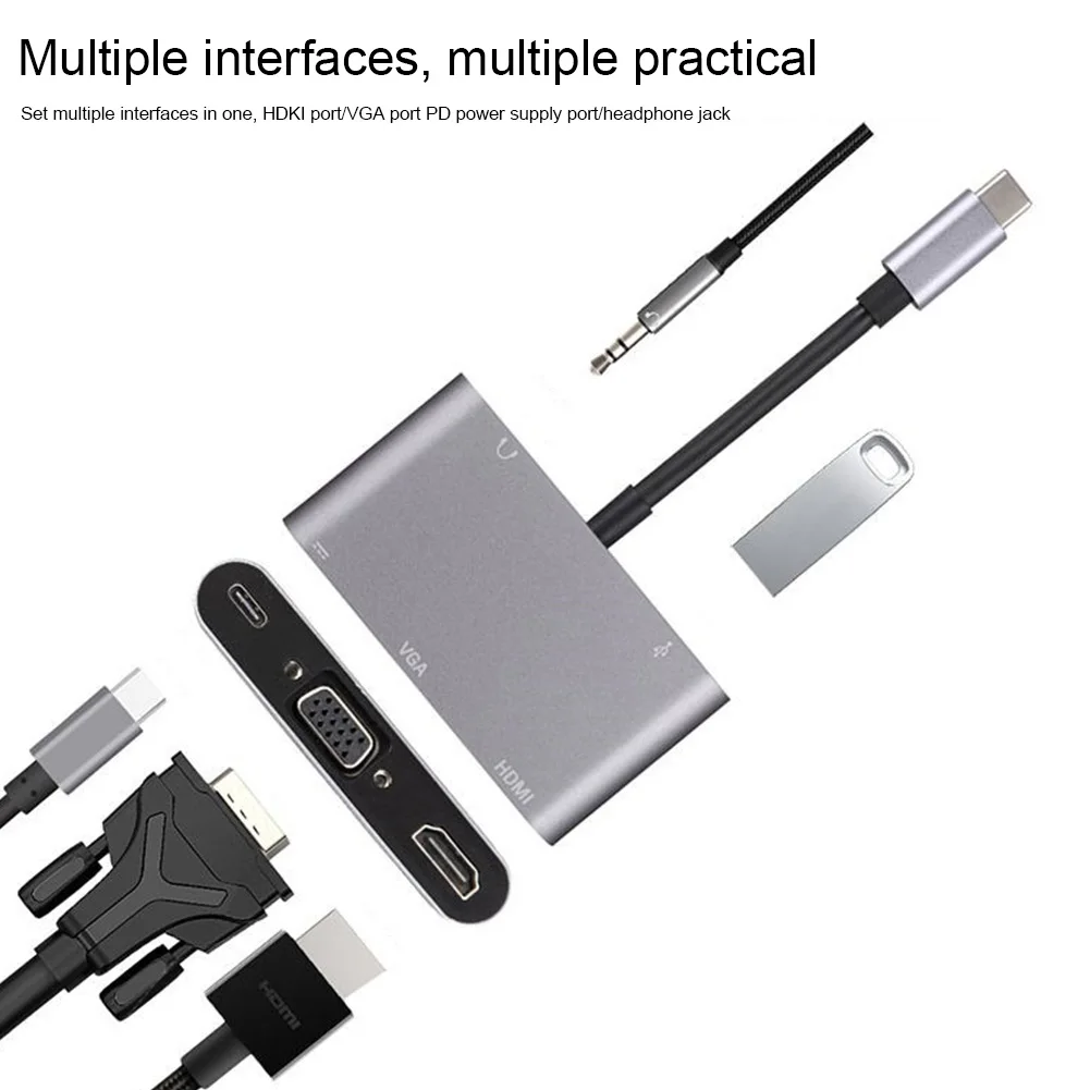 

5 In 1 Aluminum Alloy Universal Computer Home Office Type C USB 3.1 Converter Plug And Play for Adapter Portable USB C Hub