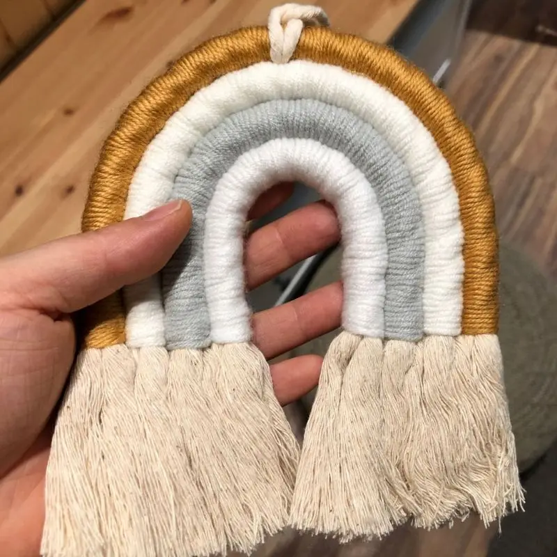 

Macrame Rainbow Wall Hanging Decorative Colored for Boho Home Decor, Party Supplies, Baby Shower, Nursey Dorm Room D7WE
