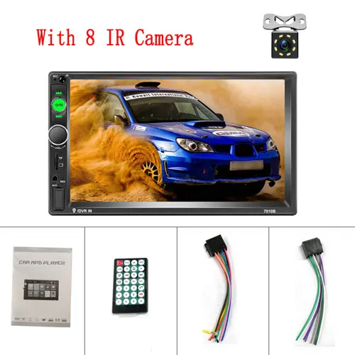 Podofo " HD 2 DIN Авторадио Android Mirrorlink 7010B автомобильное радио Bluetooth Автомобильный мультимедийный плеер FM USB AUX TF Авто аудио стерео - Цвет: With 8 IR Camera
