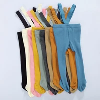 breathable infant kids suspender pantyhose spring autumn baby girls boys cute solid color high waist bandage overall leggings
