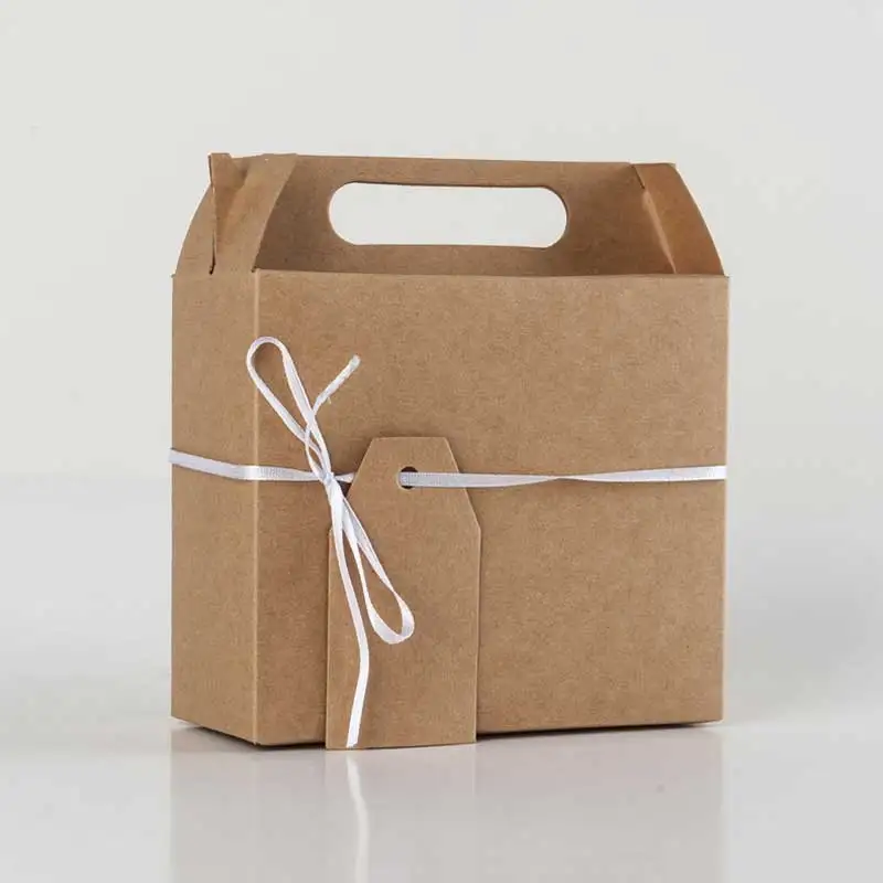 5 шт. крафт бумажная коробка с ручкой Свадебная подарочная упаковка для кексов