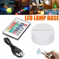 3d led lamp base acrylic abs light lamp base stand black with power adapter usb cableremote control for christmas birthday gift