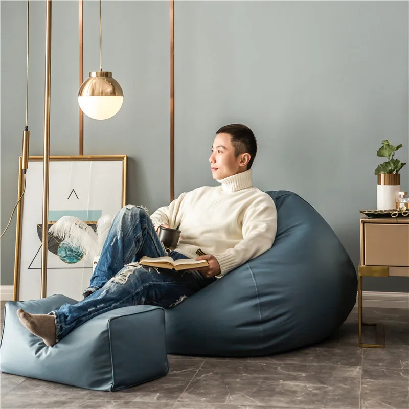 

Lazy Sofa Bean Bag Set Sofa Footstool Tatami Leather EPP Nordic Single Bedroom Balcony Leisure Tatami Chair Bean Bag
