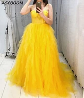gold tiered prom dresses 2022 new women formal party elegant ruffles a line vestidos de gala spaghetti straps long evening gowns