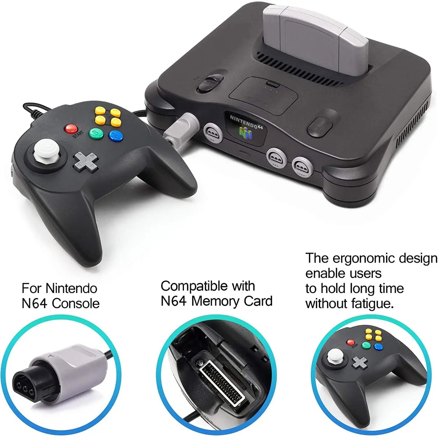 [Новая версия] 2 упаковки для контроллера N64 мини джойстика консоли N 64 Plug & Play