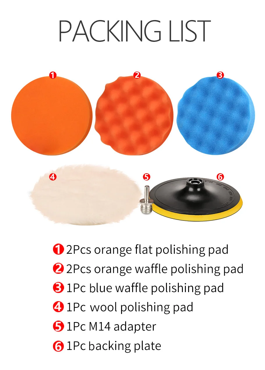 Набор полировальных насадок SPTA комплект из 8 предметов 3/4/5/6/7 дюймов для