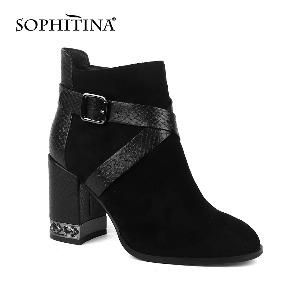 SOPHITINA/удобные ботинки с круглым носком Модная специальная Дизайнерская обувь на