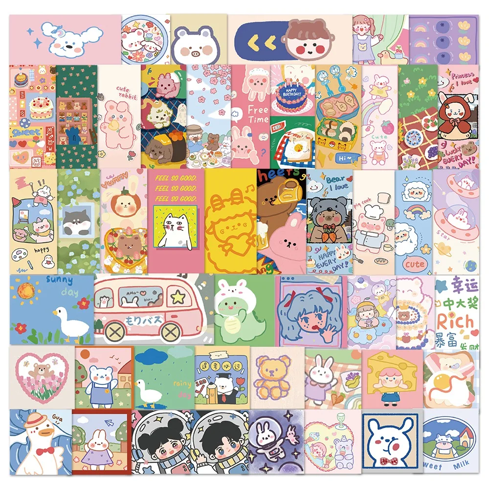 50 шт. милый кролик медведь ежедневные кавайные декоративные наклейки