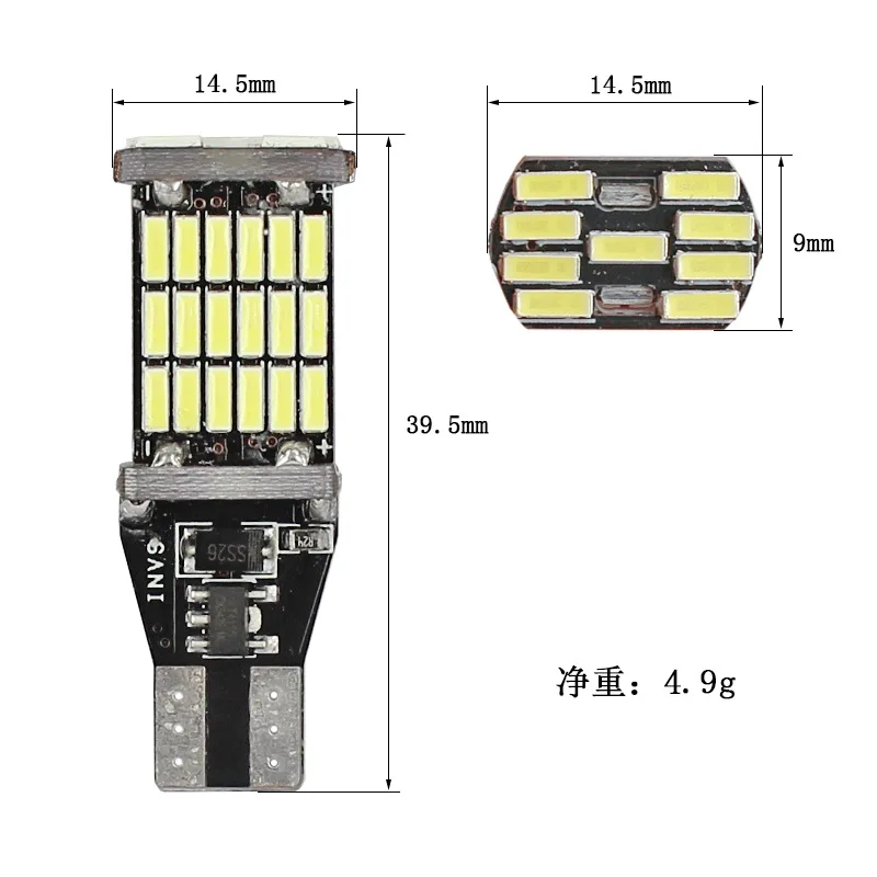 Горячая Распродажа 2 шт. светодиодная задняя лампа T15 45SMD 6000k белый свет задний