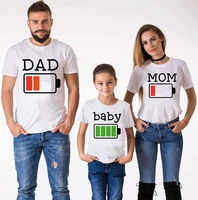 summer family look shirt daddy mommy baby clothes funny battery print gaphic family matching t shirt fashion outfit set tees top