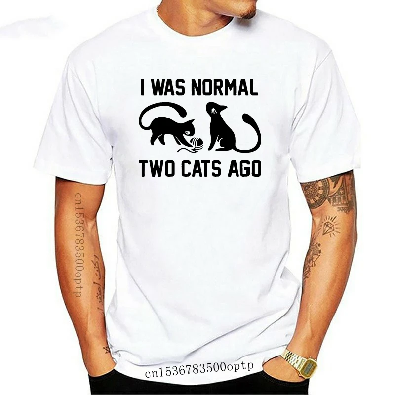 

Футболка мужская бейсбольная с коротким рукавом, тенниска с надписью «I Was нормальный Two Cat Ago»