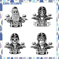 azsg christams motorcycle riding clear stamps new 2020 for diy scrapbookingcard makingalbum decorative silicone stamp crafts