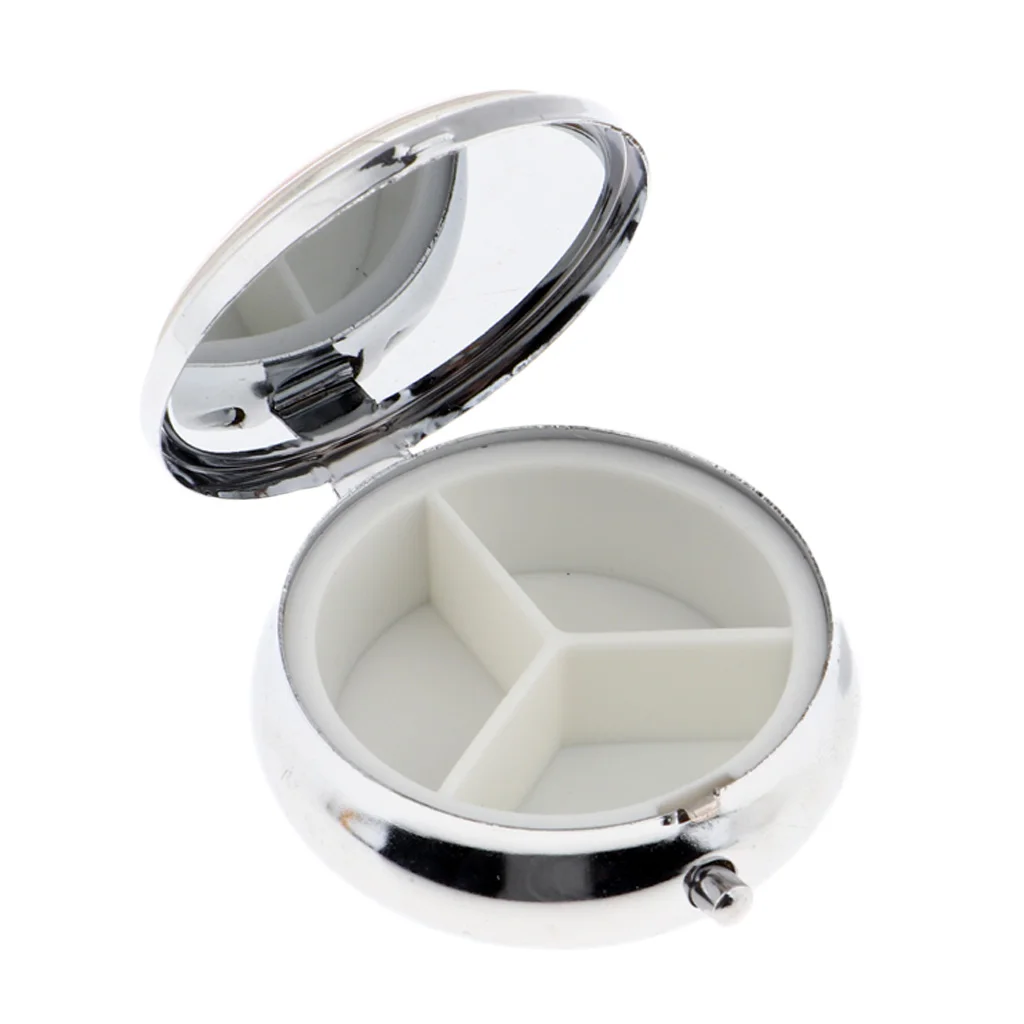 Круглый цветочный чехол для хранения таблеток портативная коробка макияжа Тени