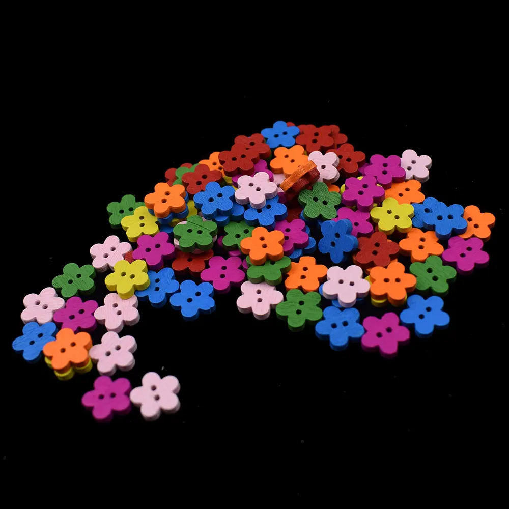 100 шт. 11 мм Разноцветные цветочные пуговицы для рукоделия скрапбукинга лоскутные