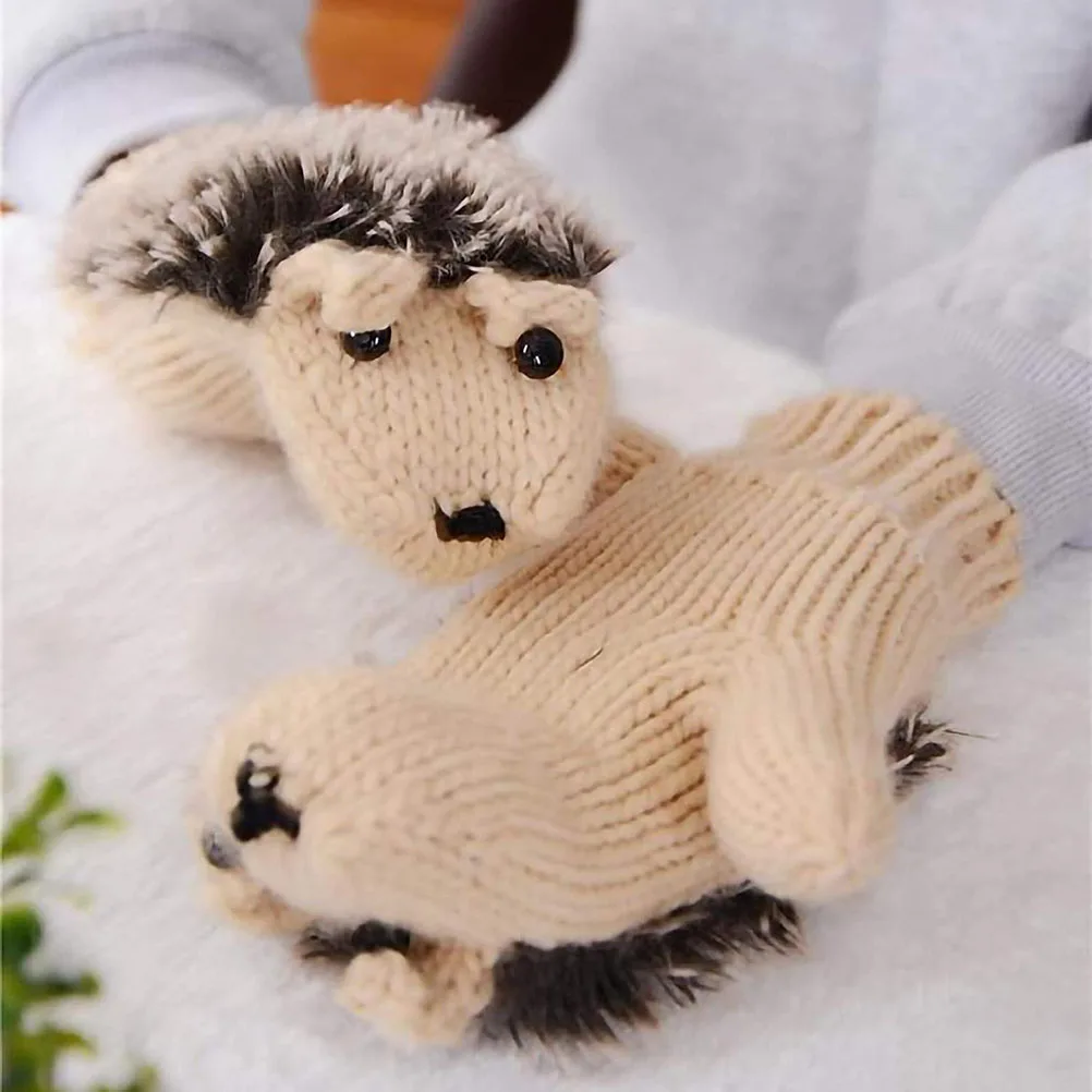 

Women Girl Winter Knitted Gloves Cute Cartoon Hedgehog Gloves Thicken Mittens Children Warm Ski Gloves Boys Windproof Non-Slip