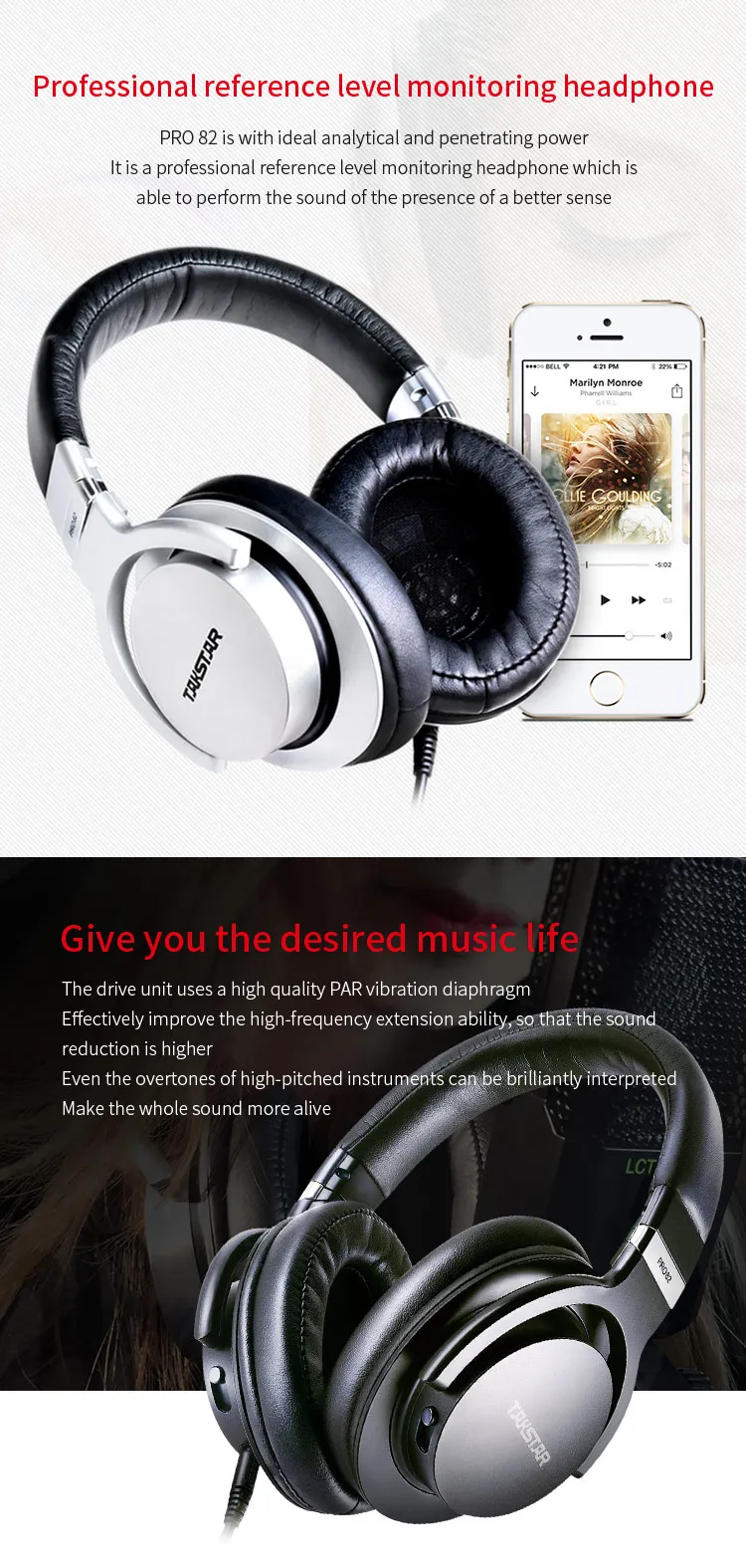 Takstar PRO 82 профессиональные мониторные наушники стерео Hi-Fi гарнитура для записи музыки высокая оценка pro 82