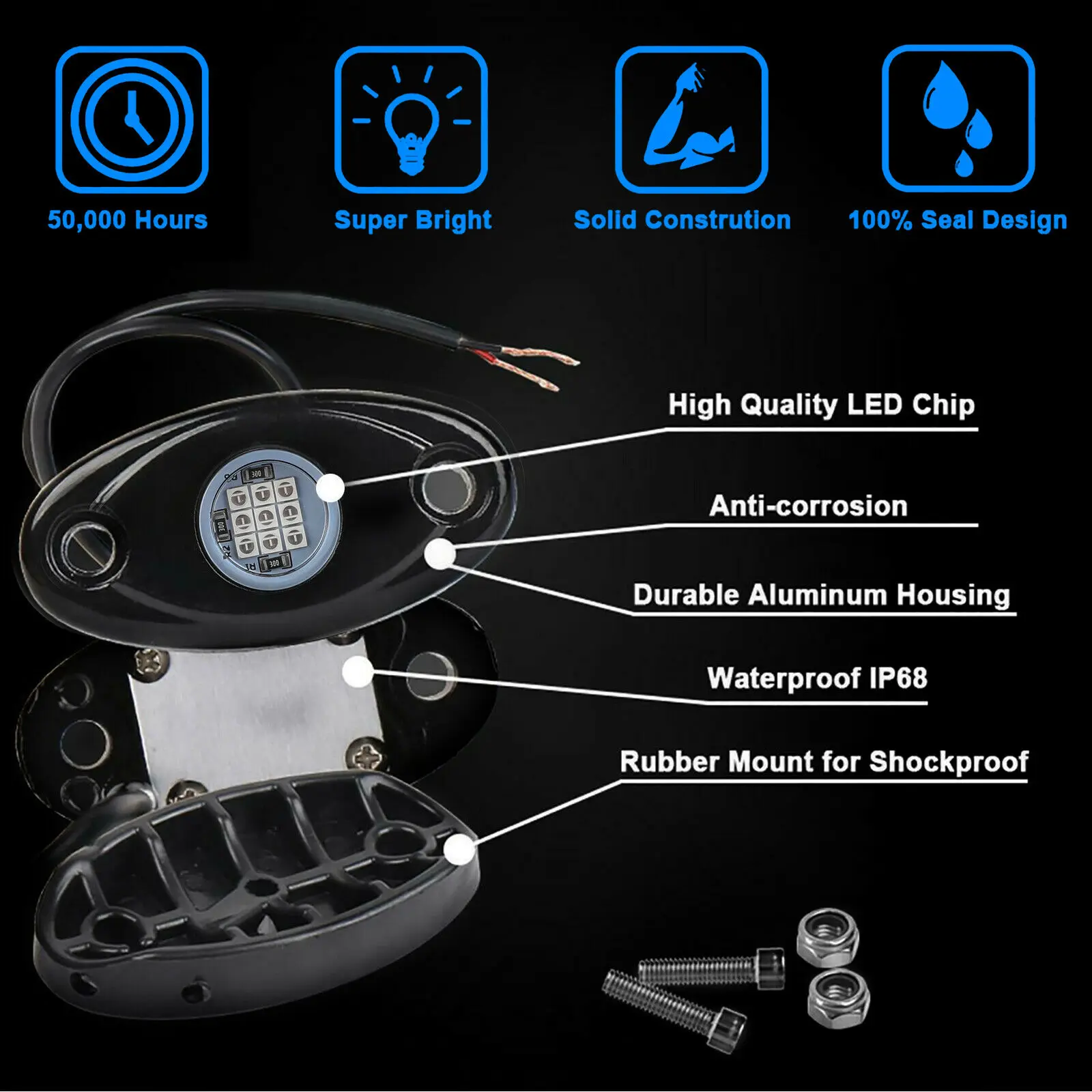 4 шт. водонепроницасветодиодный светодиодные неоновые подсветсветильник для