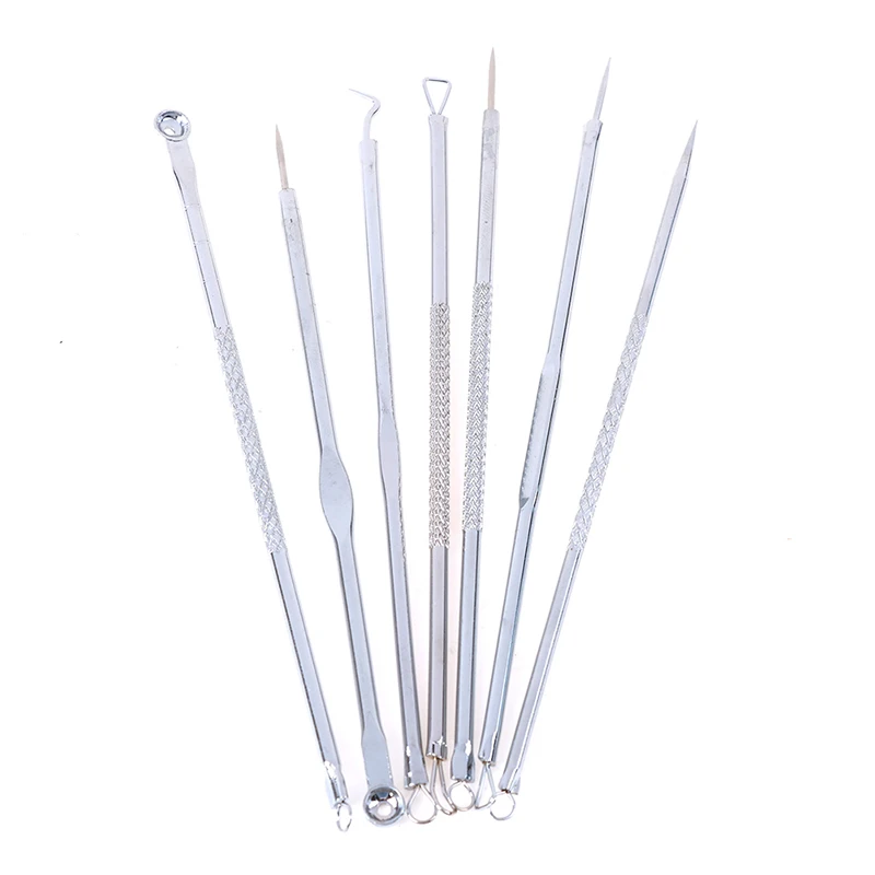 

7 шт инструмент для удаления прыщей для удаления черных точек прыщей иглы пятен уход за очищенную кожу лица Нержавеющая сталь ящик для инст...