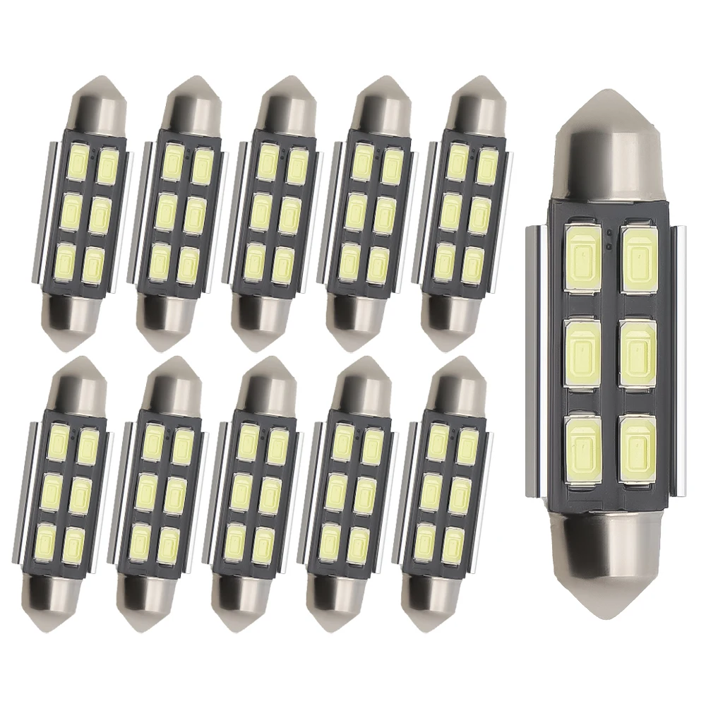 

10PCS C5W C10W LED CANBUS Car Styling Light For 12V Auto Interior Doom Lamp Festoon 36mm Bulbs 5730Chip 6LEDs White 240LM