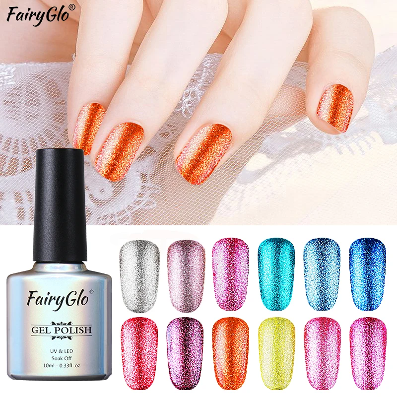 FairyGlo 10 мл Платиновые блестки Гель лак Блеск УФ гель для ногтей геллак Эмаль Лак